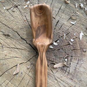 Peach scoop hand-carved