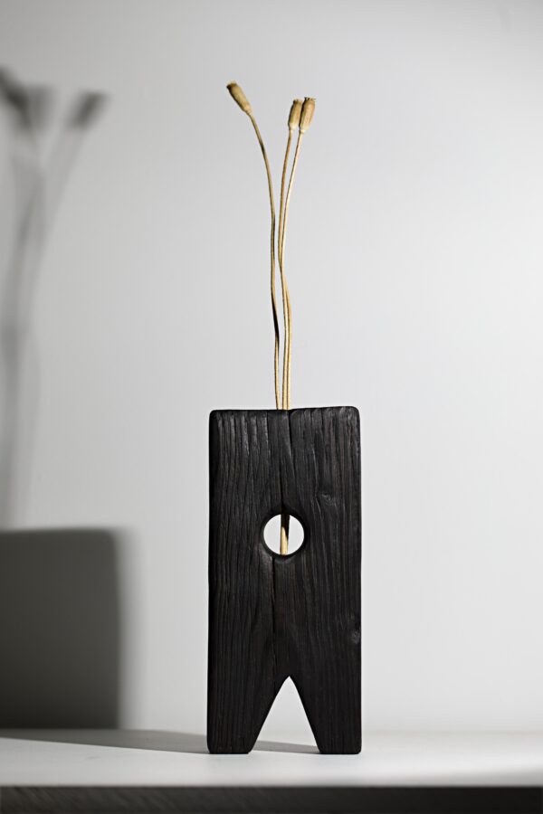 Dry Bud Vase Shou Sugi Ban with centre hole