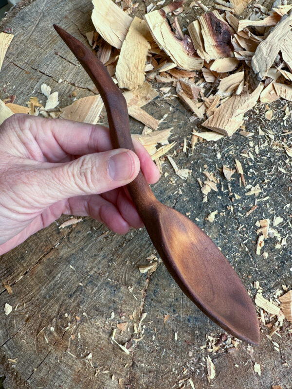 Hand-carved and baked Silver Birch Eating Spoon - Image 2