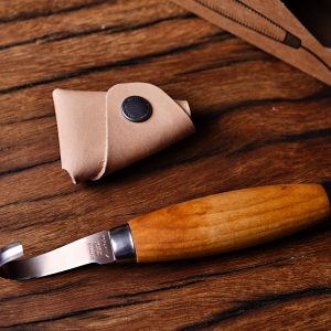 Morakniv 164 right hand hook carving knife with leather sheath