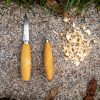 Morakniv 120 straight knife and Morakniv 164 hook knife used for whittling and spoon carving