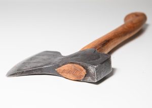 Gränsfors Bruk Medium Carving Axe with a vegetable-tanned leather sheath, designed for power and precision in wood carving and sloyd.